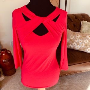Criss-cross front INC 3/4 length sleeve top, Small